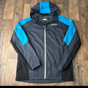 Amazon Prime Rain Shell Jacket Mens Medium Employee Luly Yang Lined Outdoor